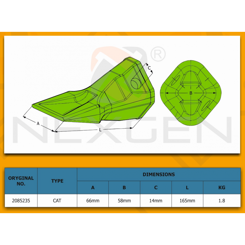 Excavator bucket teeth suitable for CAT