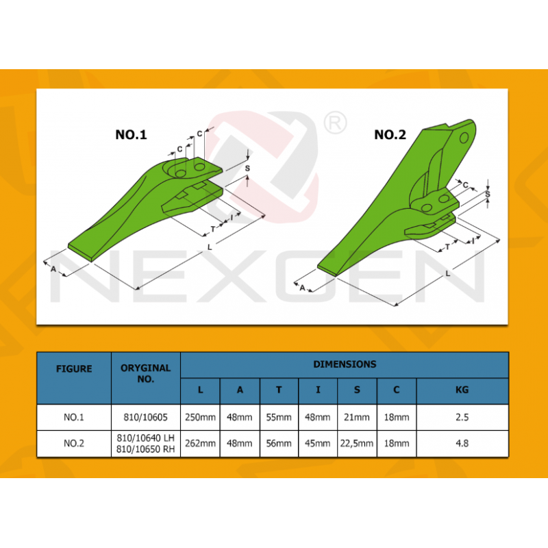 Tooth R/H suitable for HIDROMEK