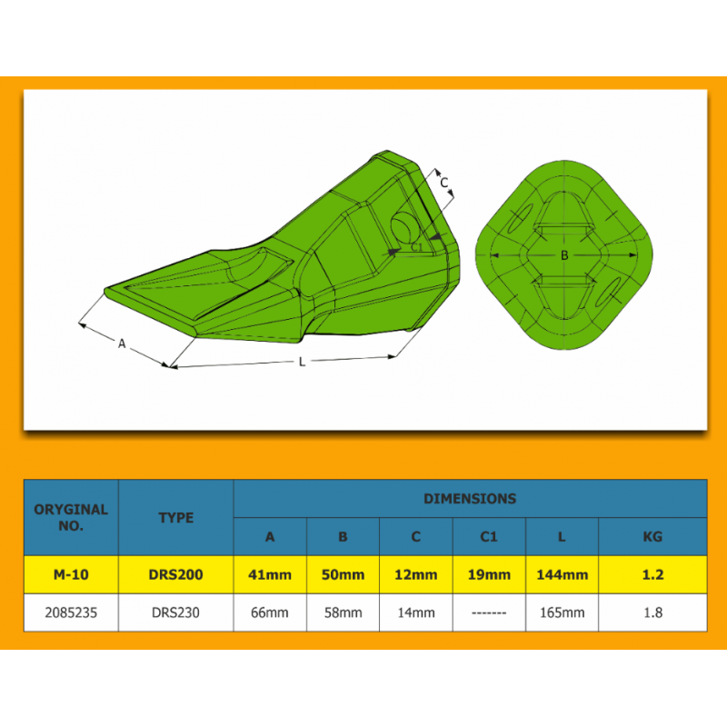 Excavator bucket teeth - DRS200 - Penetration suitable for CAT