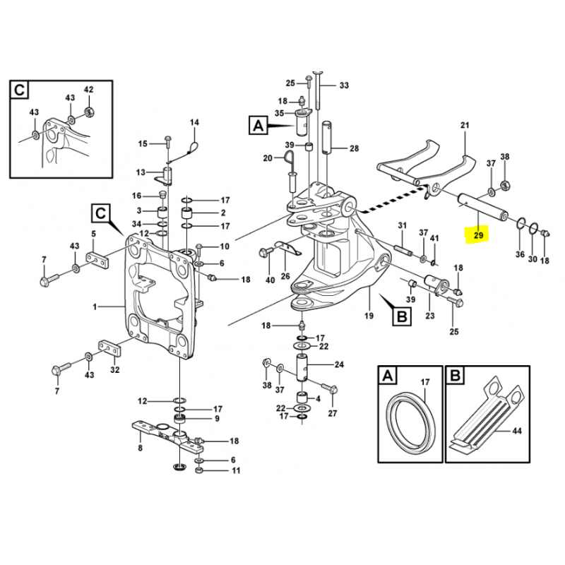 ЗАПОРНЫЙ ШТИФТ ЗАДНЕГО РЫЧАГА VOLVO ЭКСКАВАТОР-ПОГРУЗЧИК CVA
