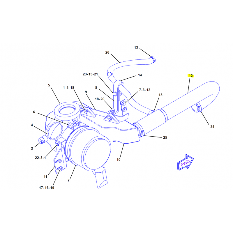 Шланг турбины CVA экскаватор CAT M315