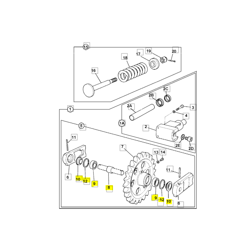КОМПЛЕКТ ДЛЯ РЕМОНТА НАТЯЖНОГО КОЛЕСА JCB МИНИ-ЭКСКАВАТОР