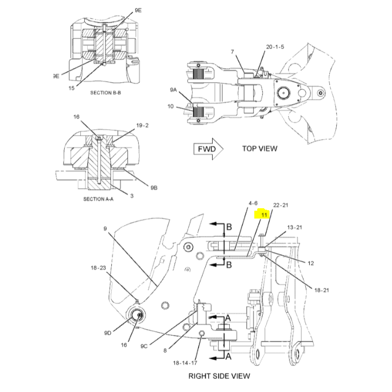 ШТИФТ CVA ВЕРХНЯЯ ЗАДНЯЯ БАБКА CAT ЭКСКАВАТОР-ПОГРУЗЧИК