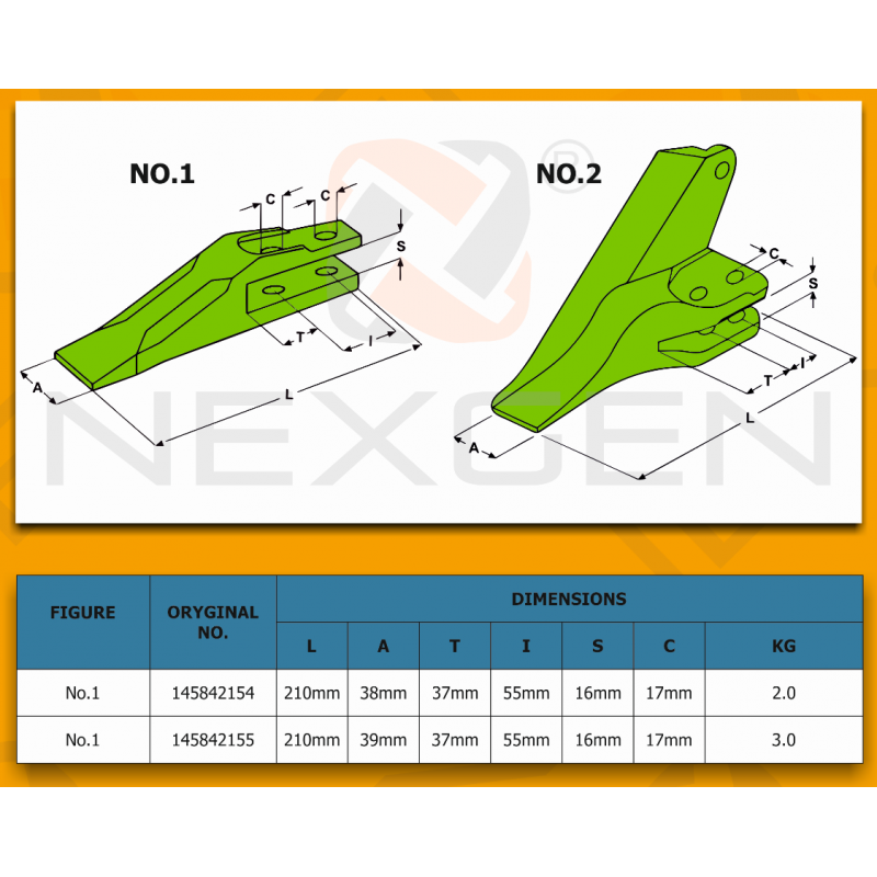Tooth suitable for KUBOTA - Mini crawler excavators RH