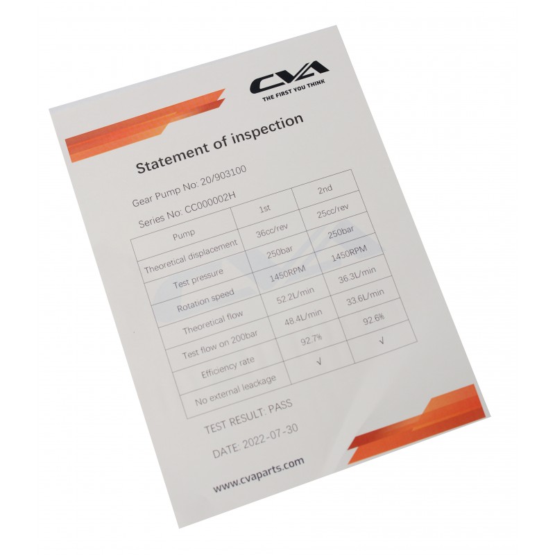 ГИДРАВЛИЧЕСКИЙ НАСОС CVA С СЕРТИФИКАТОМ ISO 9001:2015