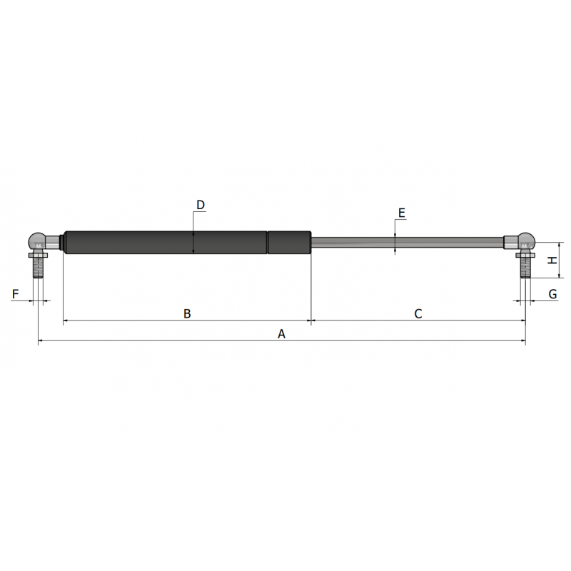Strut gas door Cab P21 suitable for JCB 4CX 3CX