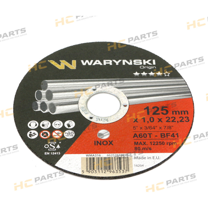 Inox cutting disc 125 x1.0 x22.23 mm - WARYŃSKI