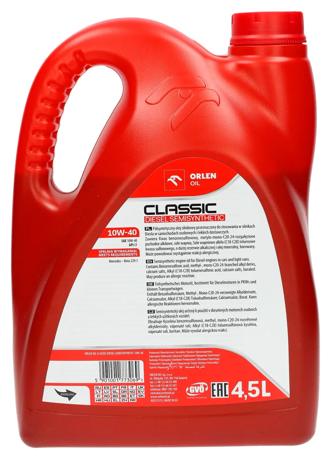 Моторное масло Orlen Platinum Classic 10W-40 Diesel Semisynthetic 4,5 л
