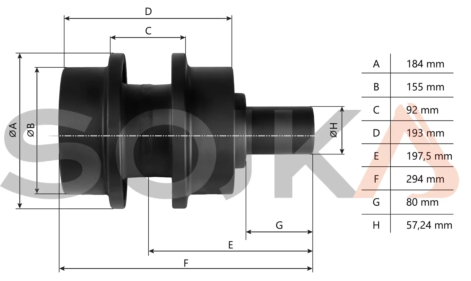 Опорный ролик, верхний VOLVO EC300E