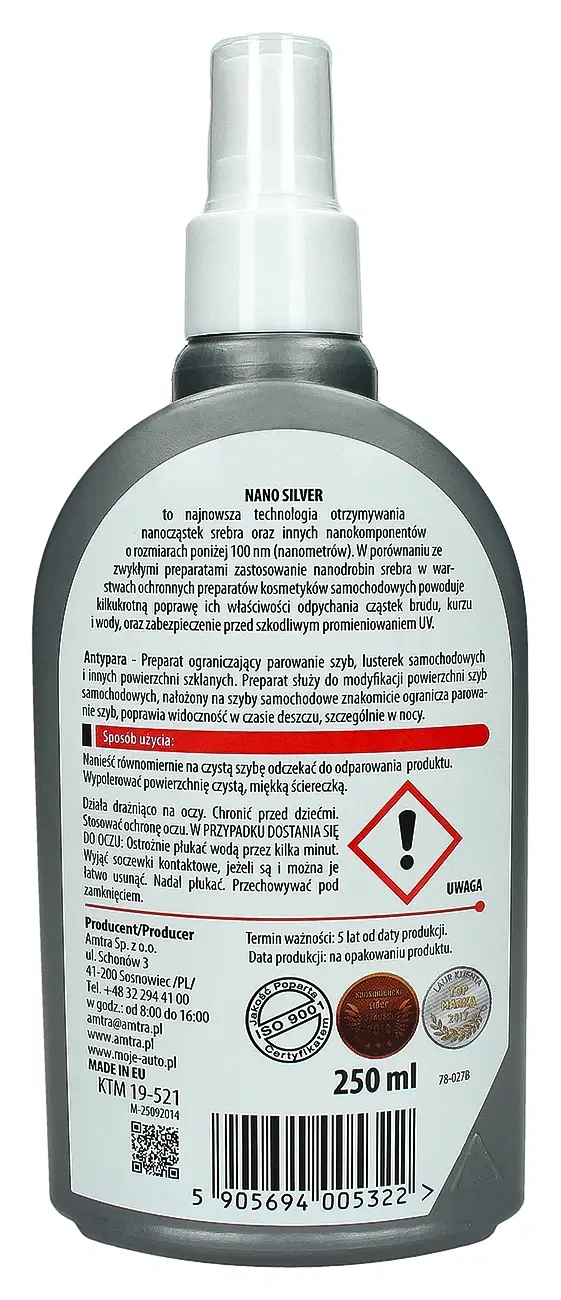 Жидкость для защиты от запотевания окон мой авто нано Антипара 250мл