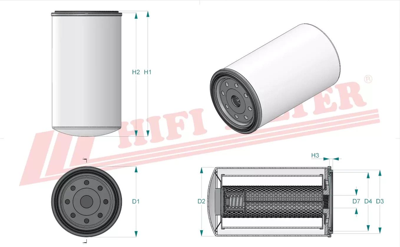 Масляный фильтр двигателя HIFI FILTER t 8307