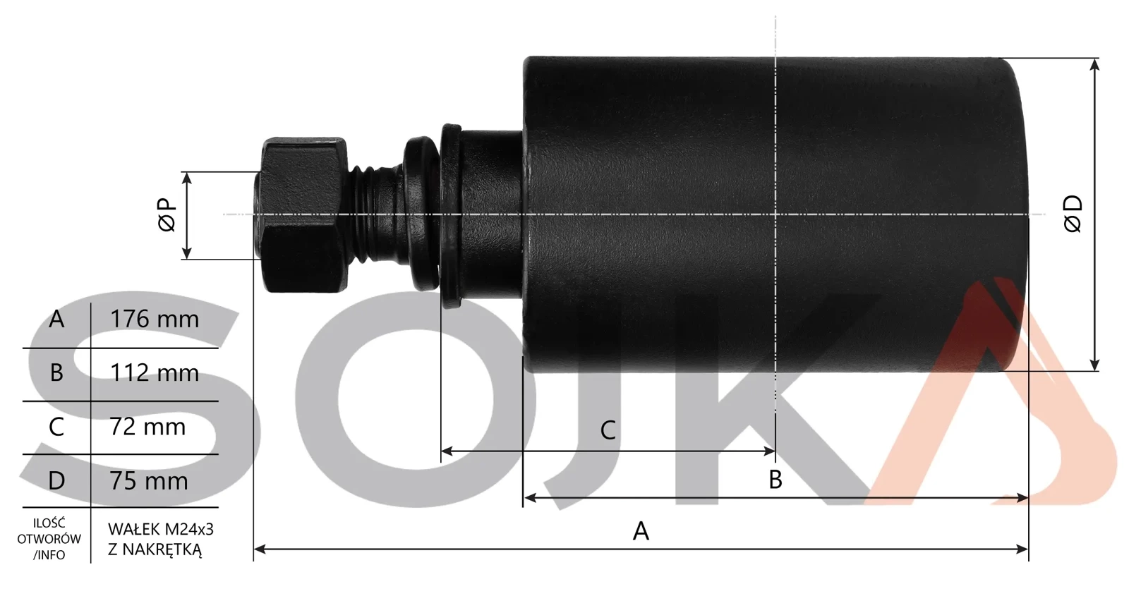 Опорный ролик, верхний JCB 8030 (332 / S4308)