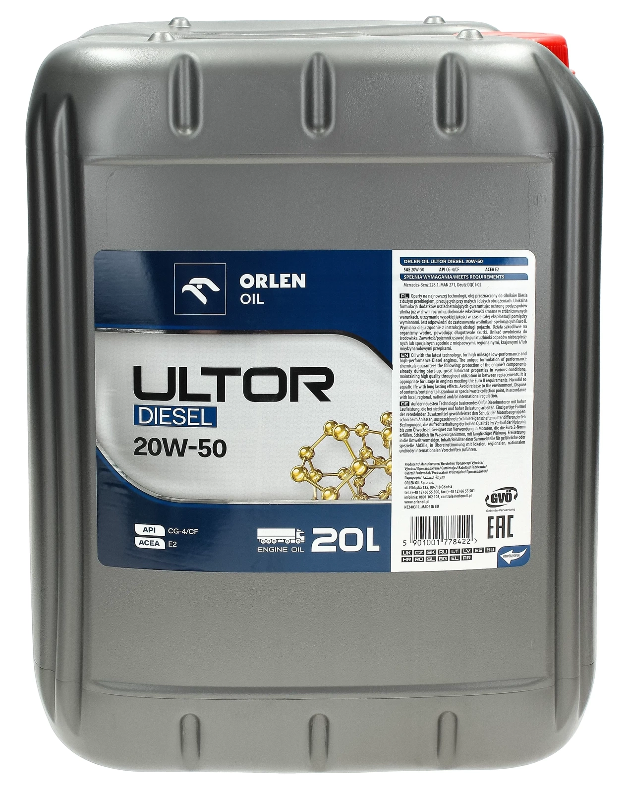 Моторное масло Orlen Platinum ULTOR DIESEL 20W-50 20L