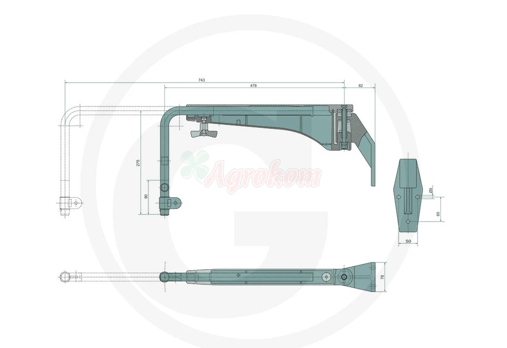Телескопическая ручка зеркала для Case 65402052