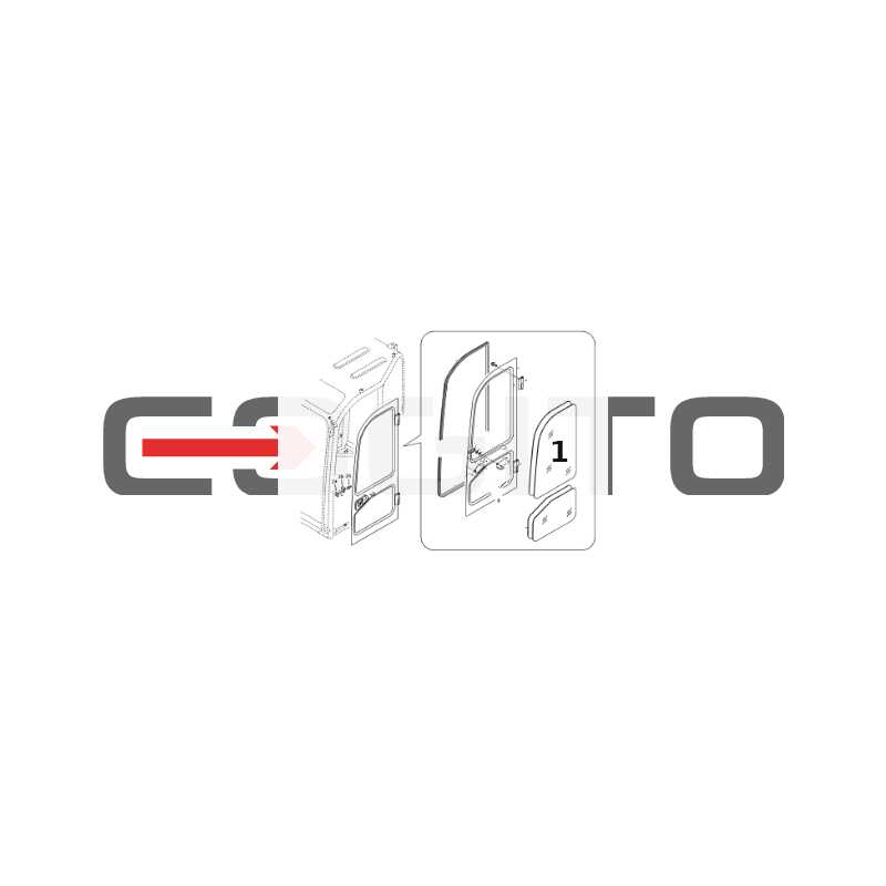 СТЕКЛО ДВЕРИ ВЕРХНЯЯ ЛЕВАЯ СТОРОНА ШЕЛКОГРАФИЯ МИНИ-ЭКСКАВАТОР VOLVO ECR58D