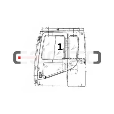 СТЕКЛО ДВЕРИ ВЕРХНИЙ РАЗДВИЖНОЙ ГУСЕНИЧНЫЙ ЭКСКАВАТОР CAT 320L — фото 2