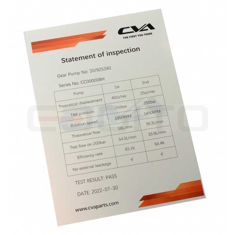 Гидравлическая помпа CVA с сертификатом ISO 9001:2015