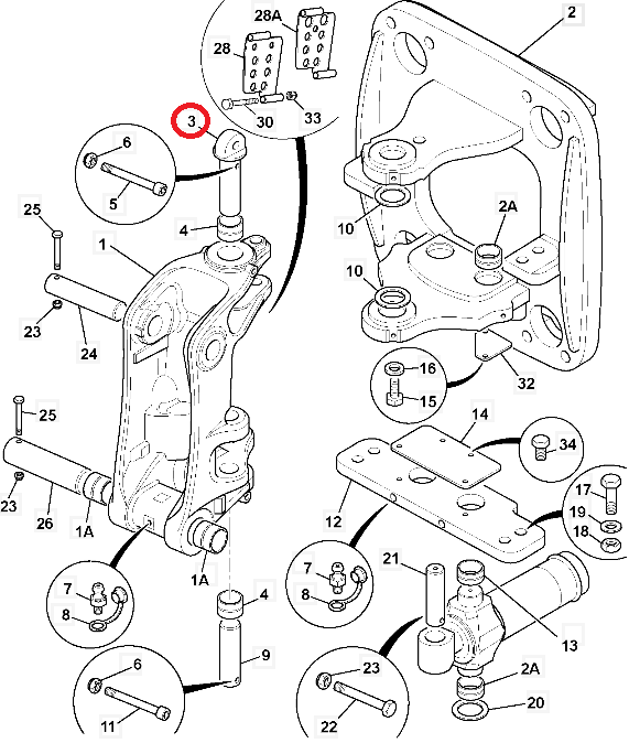 ВЕРХНИЙ ШТИФТ ЗАДНЕЙ БАБКИ JCB 2CX 3CX 811/90370