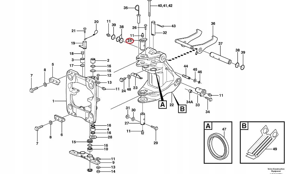 Штифт VOLVO BL71 верхняя задняя бабка с ухом 70X155