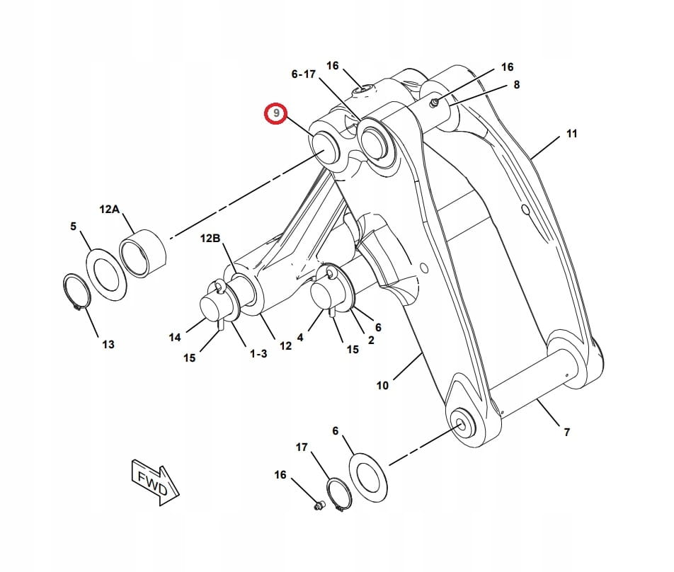 Штифт ковша CAT 428E2 432E2 428F2 432F 55x225