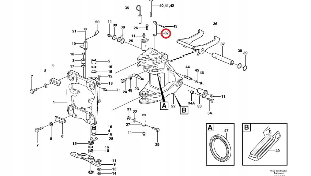 Штифт привода поворота задней бабки VOLVO BL60 BL61 BL70 BL71 55x200
