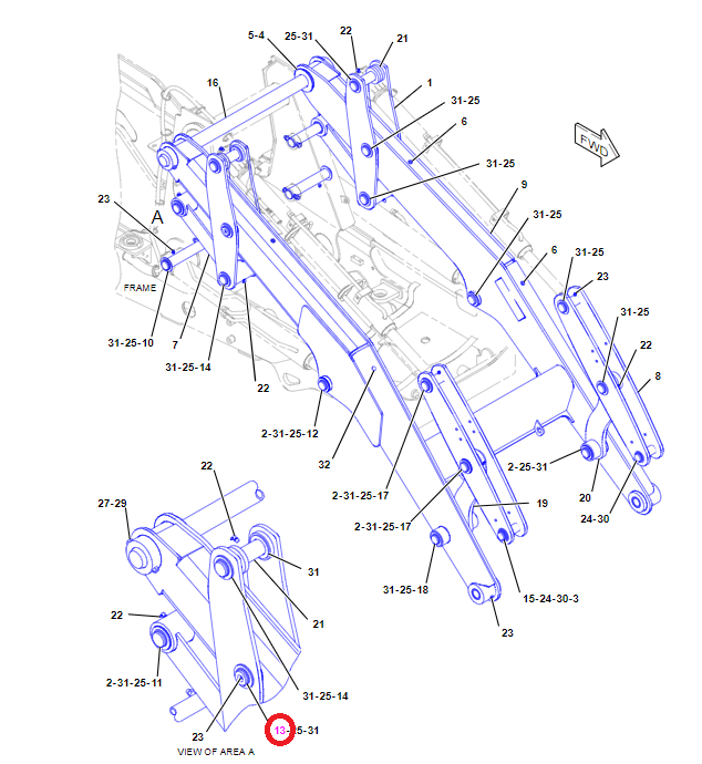 Подъемный штифт Cat 428E 432E 45X190