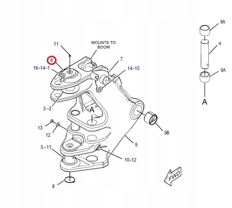 Вертикальный верхний штифт задней бабки CAT 428 E2 F