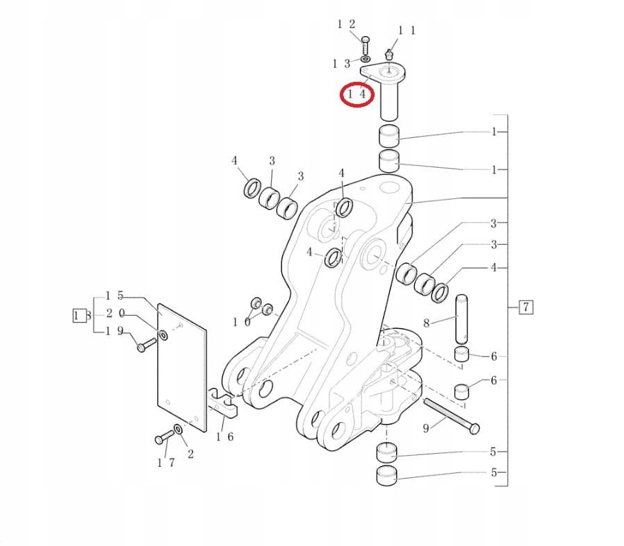 Штифт поворота задней бабки крепление CASE NH 70X140