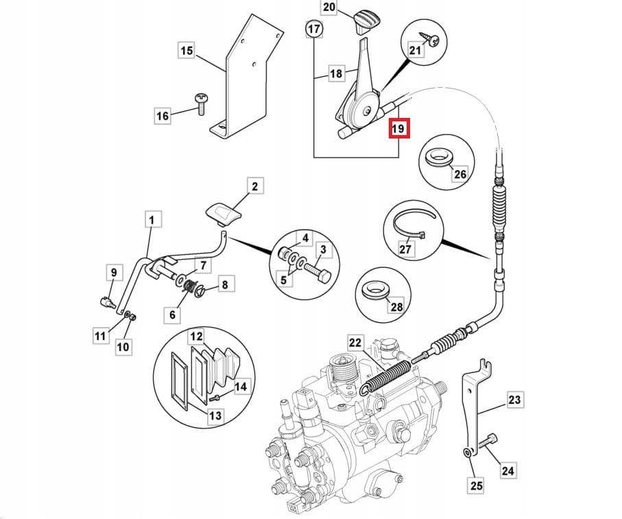 JCB 3CX 4CX OEM ГАЗОВЫЙ КАБЕЛЬ