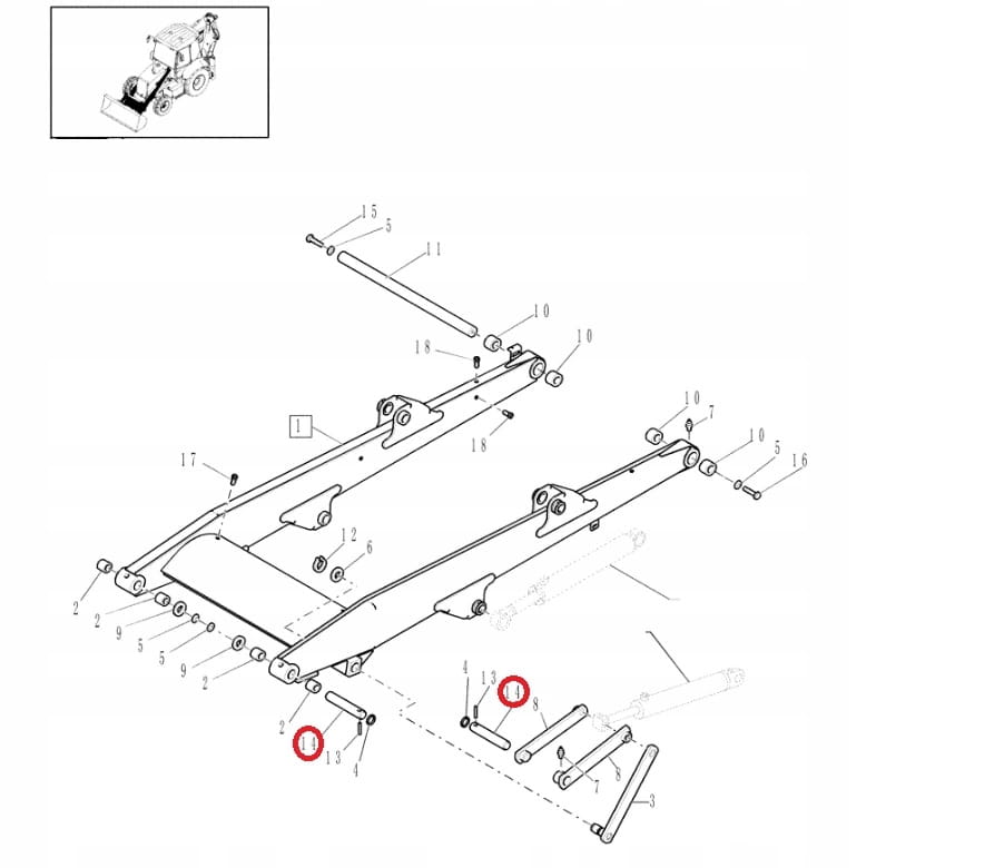 Штифт крепления переднего ковша CASE 38x210