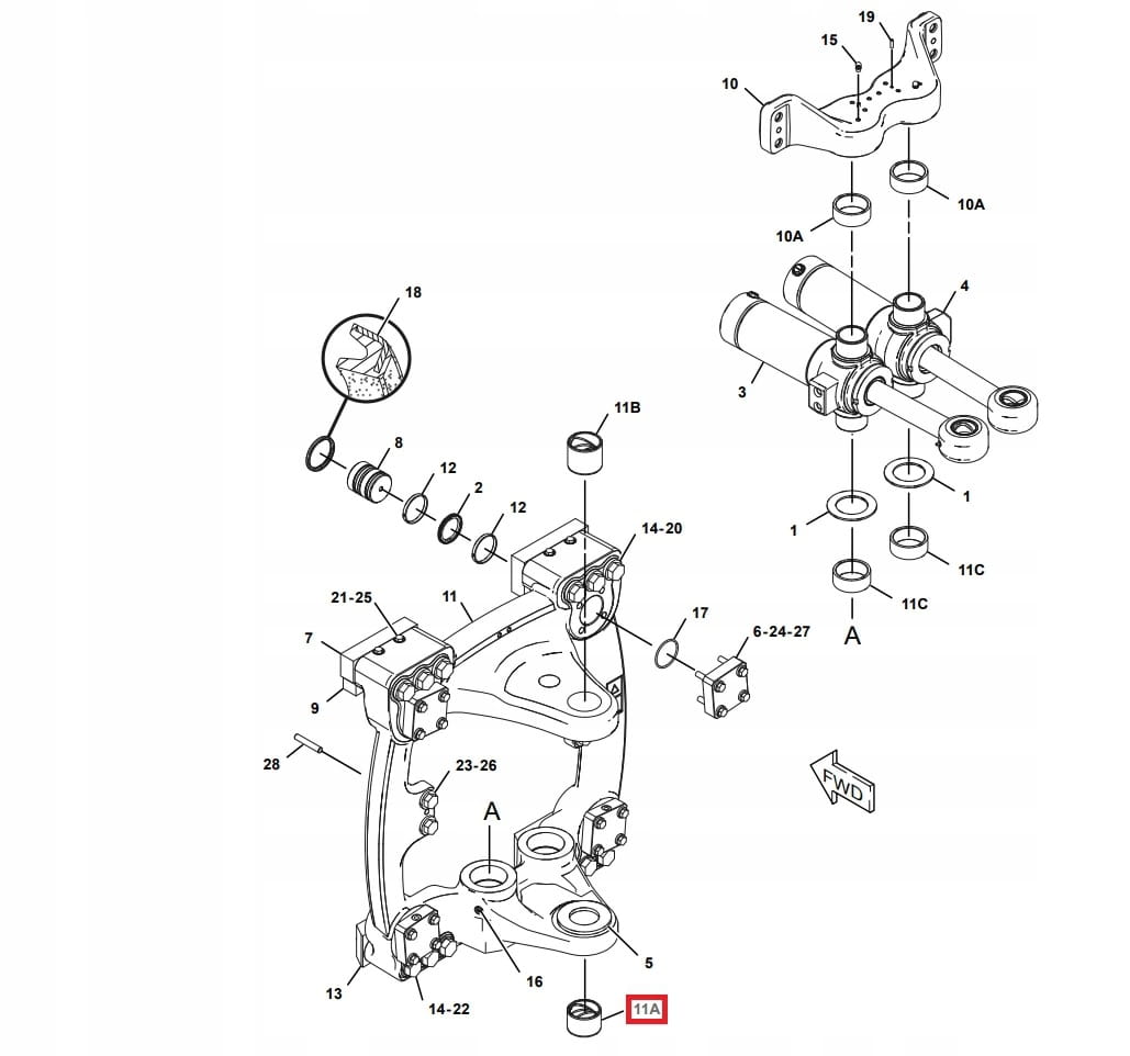 Втулка Нижнего штифта задней бабки CAT 65X75X50