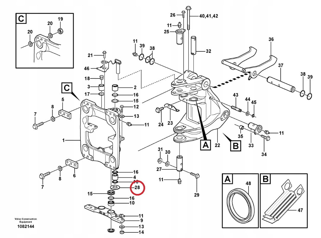 ТЕФЛОНОВАЯ ШАЙБА НИЖНЕГО ШТИФТА VOLVO BL71 61