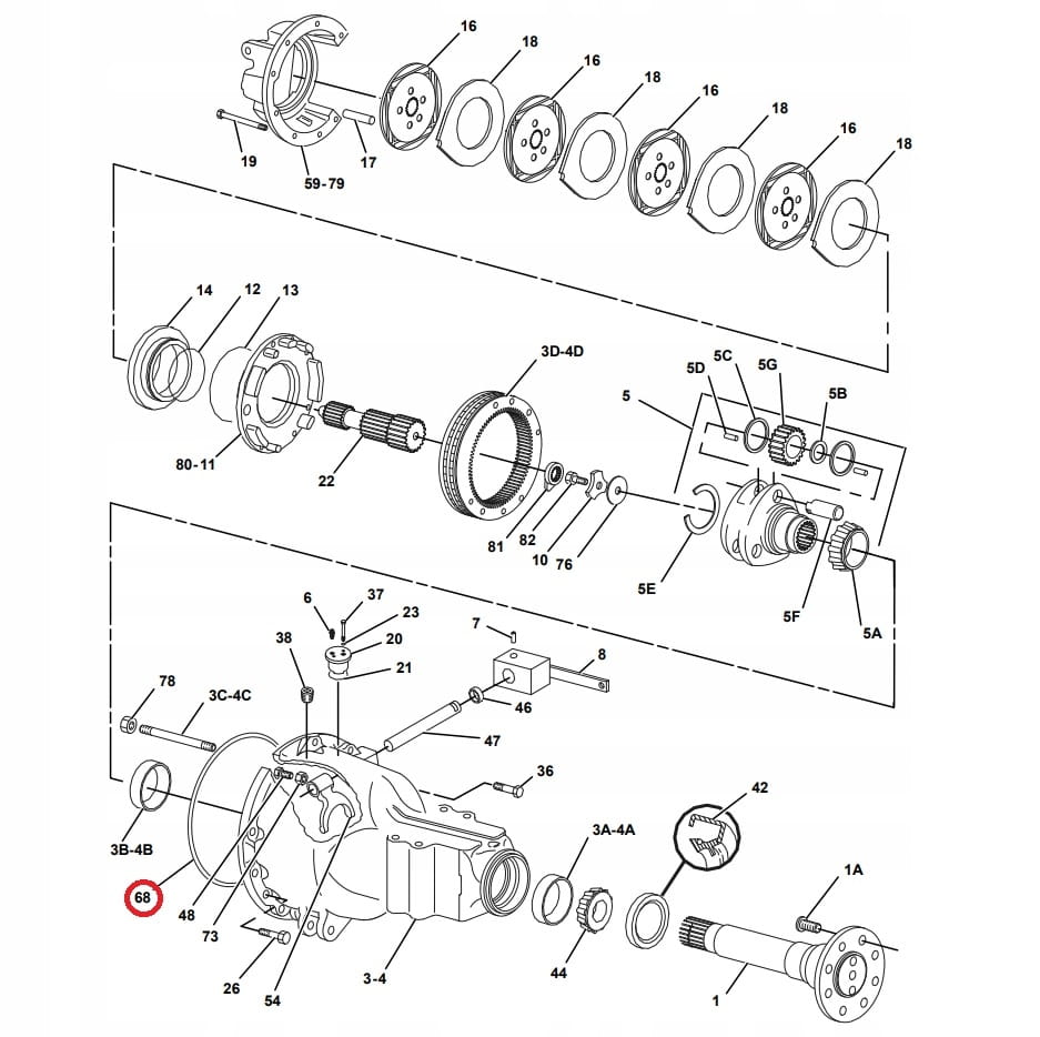 ЗАДНЕЕ КОЛЬЦО МОСТА CAT 428 B C D ДЛЯ СКЛАДЫВАНИЯ