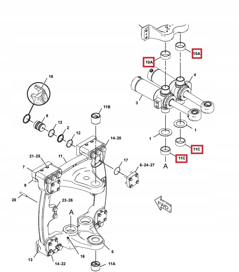 ВТУЛКА КАРЕТКИ СИЛЫ ВРАЩЕНИЯ ZEW CAT 428E 432E