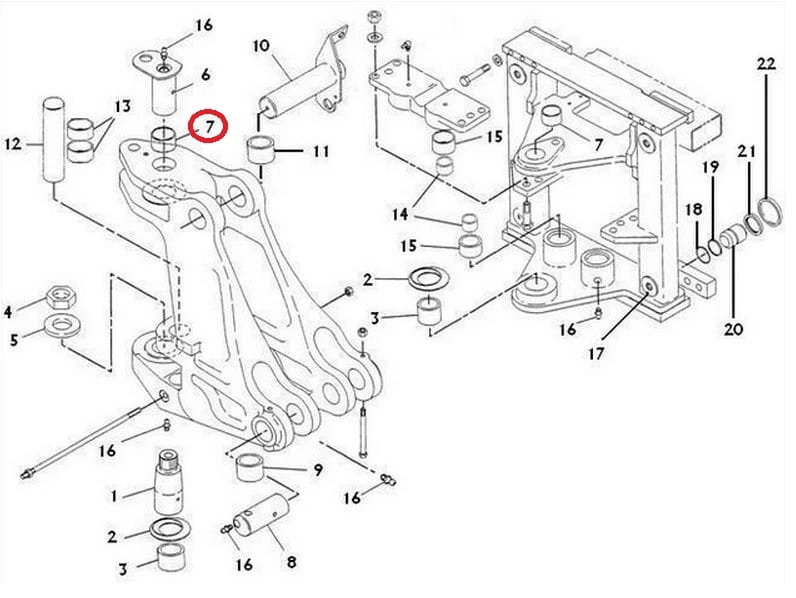 Втулка штифта верхней задней бабки CAT 428 432 65x78x42