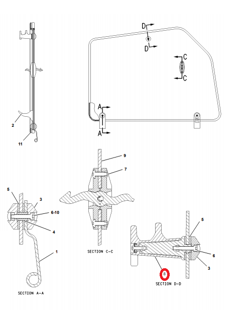 РУЧКА ОТКИДНОГО СТЕКЛА CAT 428E 428F ЛЕВАЯ 1594951