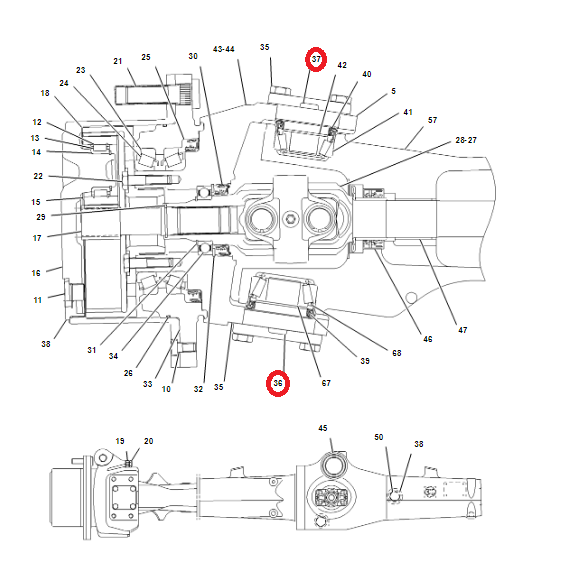 Нижний + верхний шарнирный шарнир CAT 428C D1