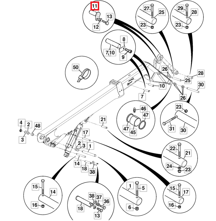 ШТИФТ КРЕПЛЕНИЯ КОВША JCB 530 531 540 541 911/33000