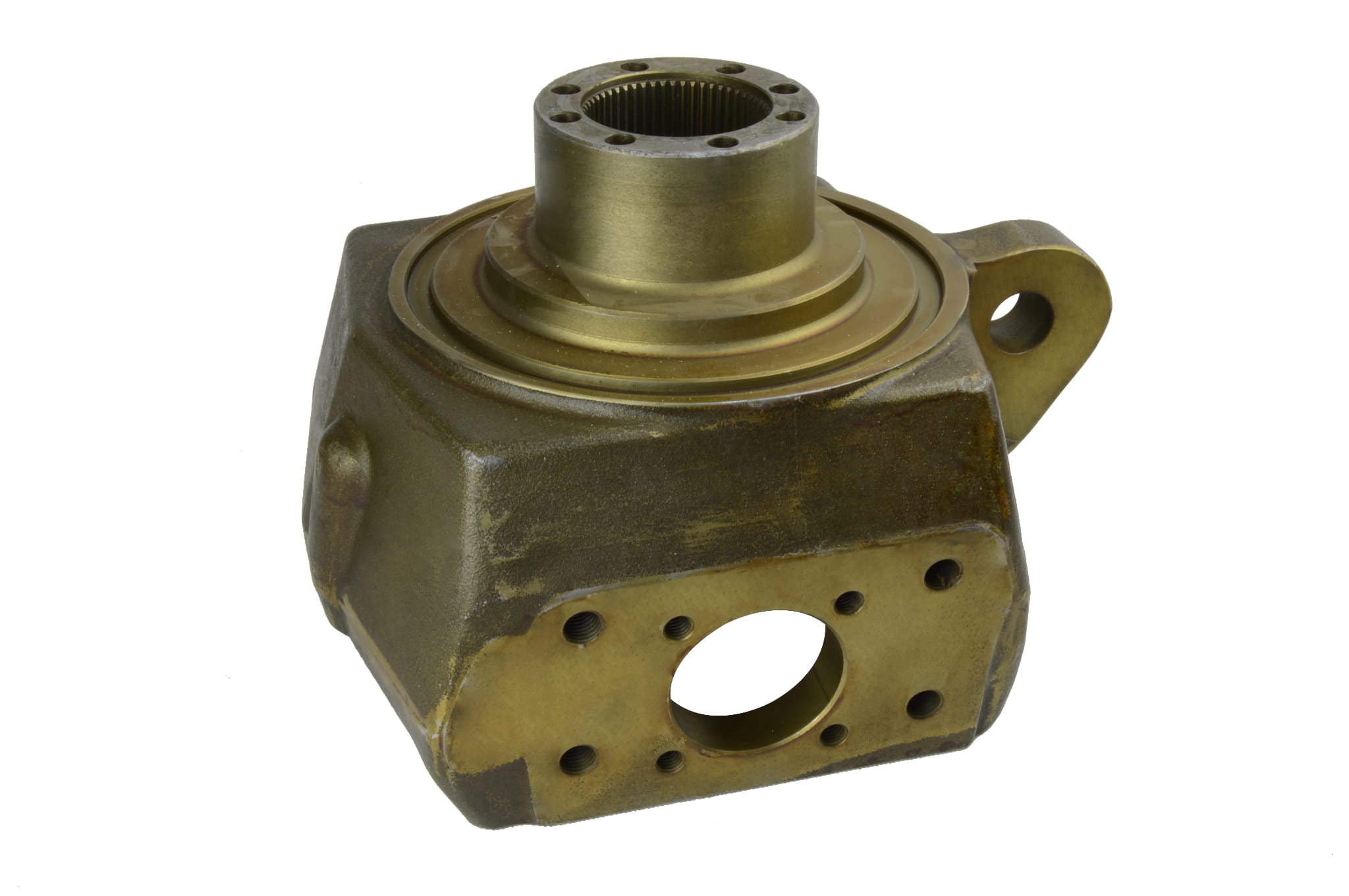 Установка передней левой поворотной опоры на CAT 428C, 428D, 432D (большинство ZF)