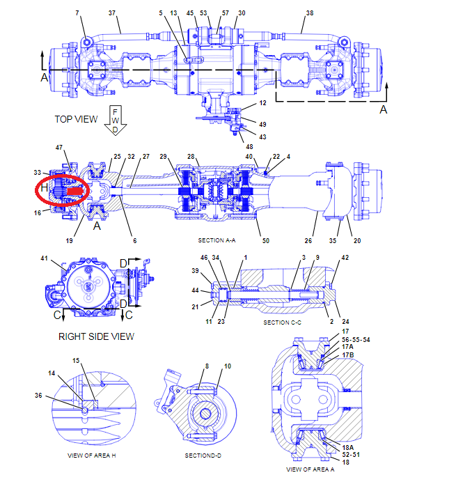 ПОЛУОСЬ КОРОТКИЙ ЗАДНИЙ МОСТ CAT TH460 TH580 2264356