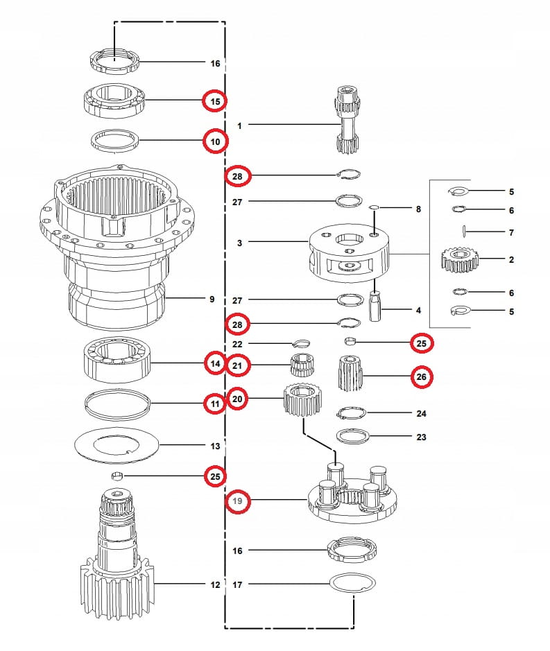 Комплект для ремонта планетарной передачи CAT M312