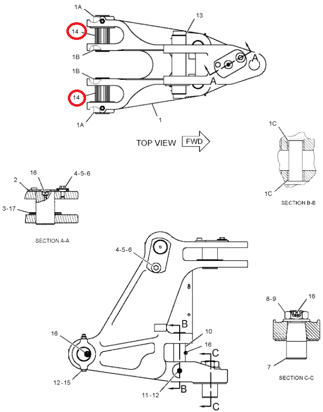 Соединительный штифт с задней бабкой CAT 426c 444e 60X155