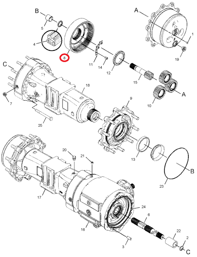 CAT 428E 2107302 ЗАДНИЙ МОСТ ОСВОБОДИТЕЛЬ ВЕНОК