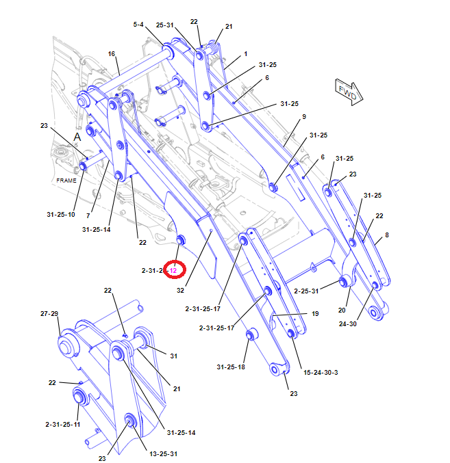 Подъемный штифт Cat 428E 432E 45X170
