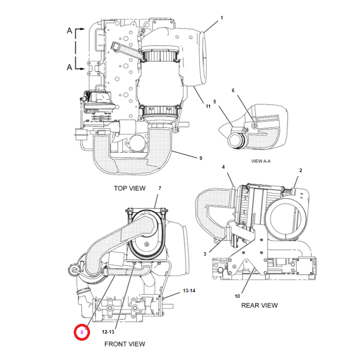ШЛАНГ НИЖНИЙ ЛОКОТЬ ФИЛЬТРА POW CAT 2342622 428E 428D