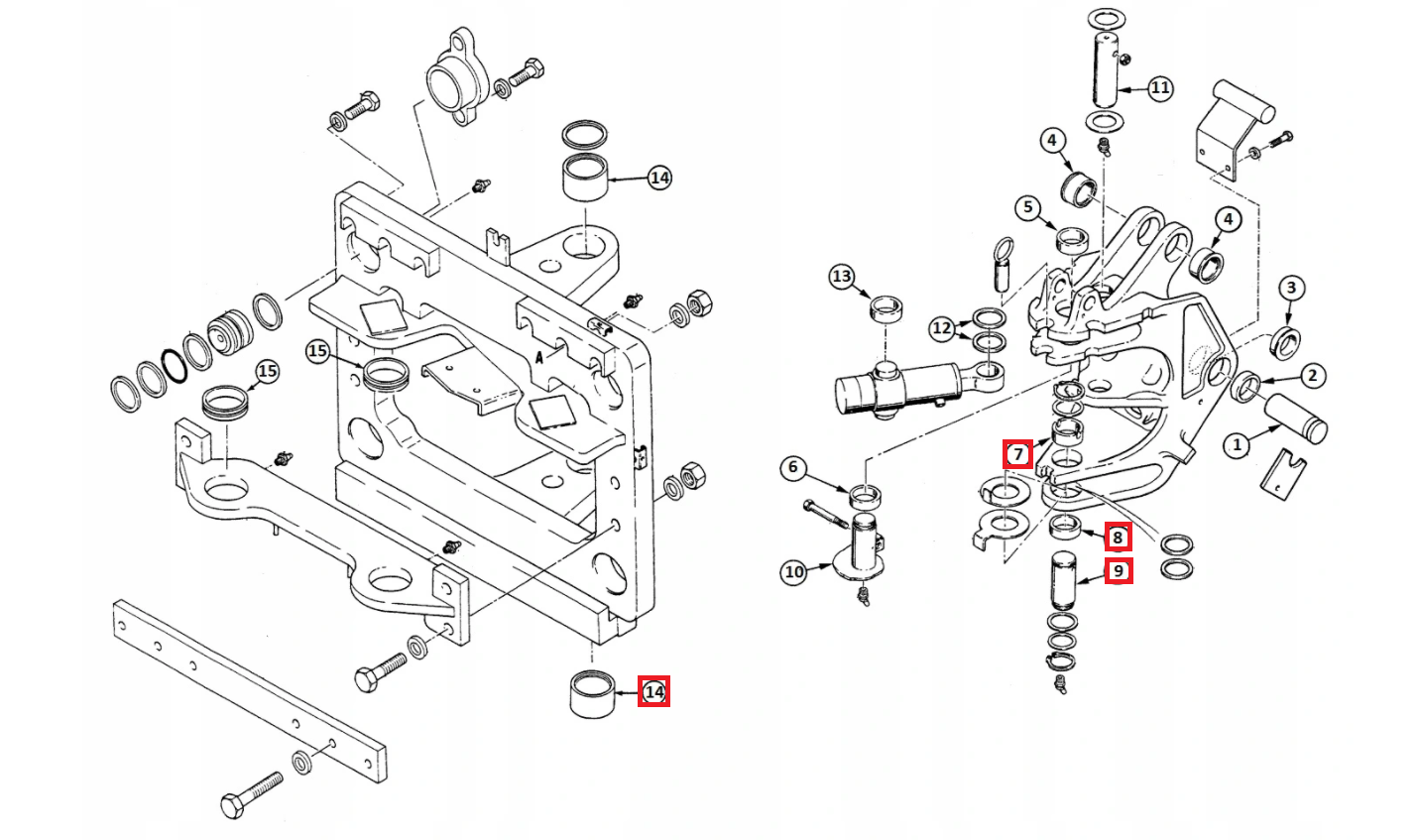 НИЖНИЙ ШТИФТ + ВТУЛКИ ЗАДНЯЯ БАБКА CASE 580 SK SLE LE SM