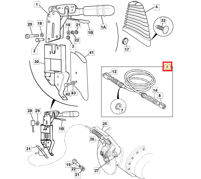 КАБЕЛЬ РУЧНОГО ТОРМОЗА JCB 3CX 4CX 910/60111