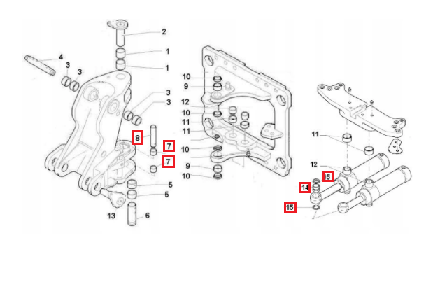 ШТИФТЫ + ВТУЛКИ ВРАЩЕНИЯ NEW HOLLAND LB 90/110/115 CASE 580SR 590SR