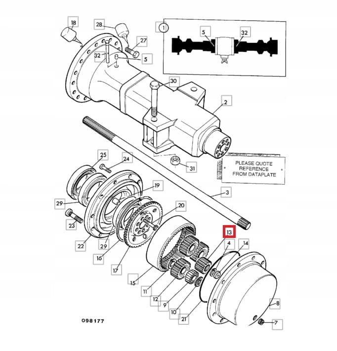 ЦЕНТРАЛЬНОЕ КОЛЕСО СПУТНИКОВ JCB 3CX 450/10210