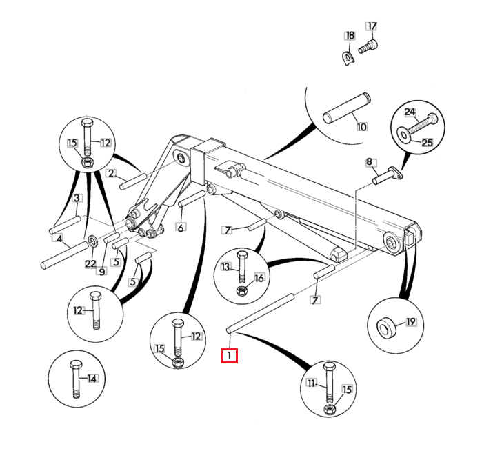 Главный штифт телескопа JCB 811/50308 50x840